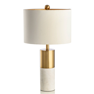 Lumind américain Simple <span class=keywords><strong>Jazz</strong></span> blanc marbre créatif lampe de table cuivre plaqué Villa modèle salon chambre lampe de table de chevet - Product Image 1
