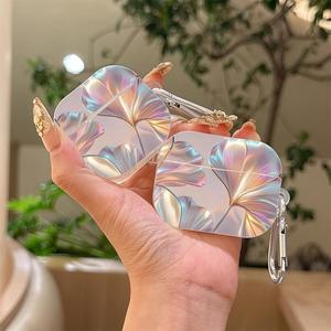 Étui pour AirPods Pro 3 en TPU avec motif de feuille de Ginkgo 3D irisé, avec mousqueton, protection intégrale pour Airpods 4/3/2/1 - Product Image 2