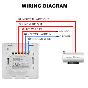 Interrupteur de chauffe-eau WiFi double coupure LangYeao Tuya 16A 3500W, <span class=keywords><strong>verre</strong></span> tactile 2.5D avec surveillance de l'énergie et <span class=keywords><strong>protection</strong></span> contre les surintensités - Product Image 6