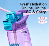 Bouteille d'eau en plastique grande capacité 500 ml avec paille et bec verseur, anti-fuite, poignée portable, large ouverture facile à nettoyer pour le sport
