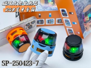 Mecha Thiết Kế Từ Gắn Loa 5W Loa Không Dây Magasafe Cơ Sở <span class=keywords><strong>Mini</strong></span> Bluetooth Di Động RGB Chơi Game Làm Mát Loa Quạt - Product Image 5