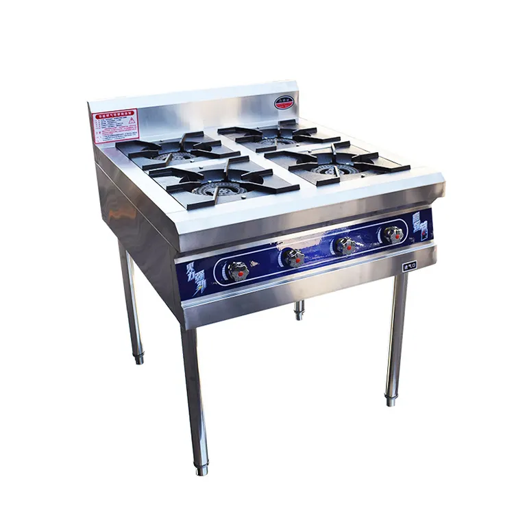 Popular 4 Burners Stainless Steel Industrial Gas Cooker Range Stove