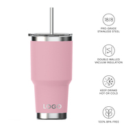 Gobelet isotherme Hong Ling 30 oz en acier inoxydable à double paroi, tasse à café avec paille et couvercle, gourde de voyage
