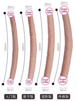 Dildo de silicona de doble punta de 45 cm, realista, monstruoso, masturbador lésbico, juguete sexual para mujeres, eje manual suave, consolador grande y enorme.