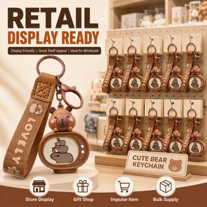 Wholesale Cute Capybara Anime Keychain Kawaii Bag Pendant Plastic <b>Cartoon</b> Key <b>Ring</b> Gift for Kids - Product Image 2