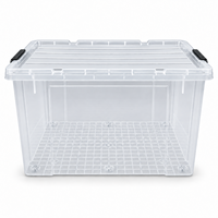 Organisateur de rangement pour la chambre à coucher et la buanderie, grande boîte en plastique transparente de 135 L, empilable, pour serviettes, literie, vêtements