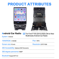 Autoradio multimédia Android Navihua 16 pouces avec Carplay, lecteur DVD, écran tactile pour Ford F150 Raptor 2015-2020
