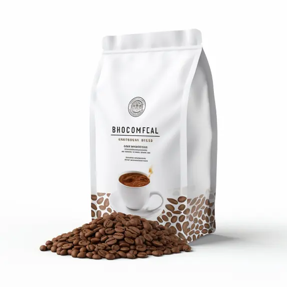Sac d'emballage de poudre de grain de café à impression numérique personnalisée sacs de café à fond plat blanc bon marché avec fermeture éclair à déchirure facile