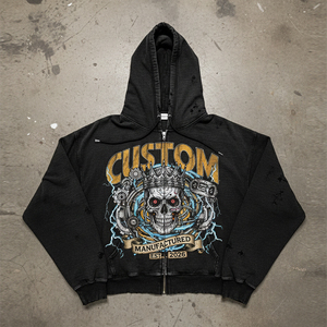 เสื้อฮู้ดดี้ผู้ชายทรงโอเวอร์ไซส์ แบรนด์ Boxy Digital Printing ลายวินเทจแบบทำเก่า ผลิตตามสั่ง (OEM) พิมพ์ลายพิเศษ ไหล่ตก สไตล์สตรีทแวร์ ผ้าหนา 400 GSM - Product Image 2