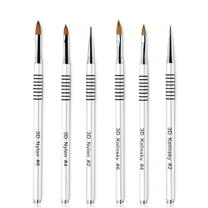 3 adet 2 #4 #6 # profesyonel gümüş Metal kolu Kolinsky ve naylon saç 3D tırnak boyama fırça seti Nail Art tasarım - Product Image 1