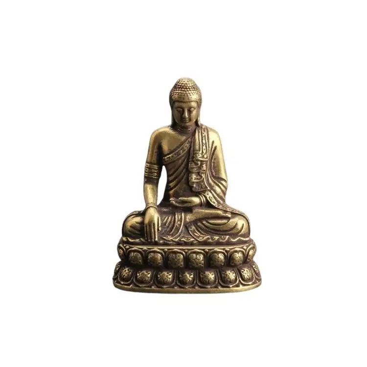 Statue de bouddha sakayuni en laiton personnalisé, petite Statue en ornement, pouces, accessoire rétro en laiton, artisanat