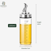 Bouteille Distributrice d'Huile en Verre Cylindrique Écologique 180ml 6oz avec Bec Verseur à Levier et Échelle de Mesure, Logo Personnalisé, Vente en Gros, Bolong
