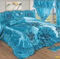 Ensemble de literie de luxe pour mariage, 10 pièces, taille king, avec rideaux assortis, couette chaude en coton, dentelle, couette princesse pour l'hiver