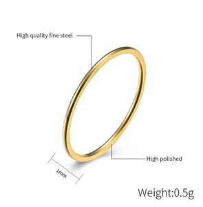 YuJin 1mm 18K oro pieno di anelli impilabili in oro sottile anello in oro semplice dichiarazione fascia Comfort misura 3 a 11 per le donne ragazze - Product Image 4