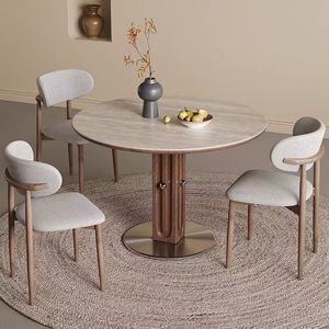 2025 juegos de comedor modernos mediterráneos, mesa de <span class=keywords><strong>cena</strong></span> de <span class=keywords><strong>nuevo</strong></span> diseño, mesa de comedor redonda de madera maciza nórdica para el hogar o el restaurante - Product Image 4