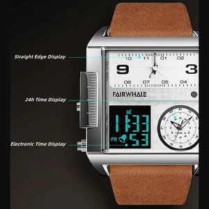 Reloj de Cuarzo de Moda para Hombre Mark Fairwhale 4270, Esfera Cuadrada, Correa de Cuero de 20 mm, Caja de Acero Inoxidable, Calendario, Luminoso, Casual - Product Image 5