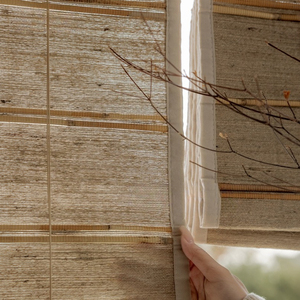 Tende in Stile Giapponese-Cinese in Canna Naturale e Lino - Tende a Rullo Sollevabili per Sala da Tè, Studio e Finestre Piccole - Product Image 2