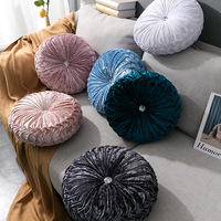 Luxe brillant plissé velours citrouille 35x35cm doux confortable velours oreiller de sol diamant décor pour canapé oreillers lombaires coussins de siège