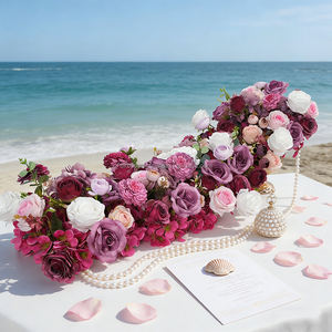 DKB Wholesale Artificial Flowers Factory Handmade Rose Flower Runner Natural Real Touch Long Artificial Flower <b>Table</b> Runner - Product Image 1