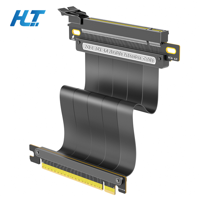 PCIe 4.0 16X Shielded High Speed 32Gbps GPU Riser Cable 90 Degree Female to 180 Degree Male 20cm Length Desktop Expansion