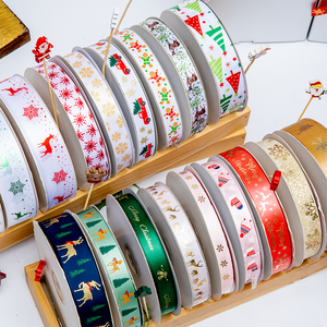 Rubans en satin imprimés personnalisés de haute qualité 100% polyester, 2,5 cm, simple face, écologiques, pour mariage, Noël, cadeaux, rouleau avec logo - Product Image 1