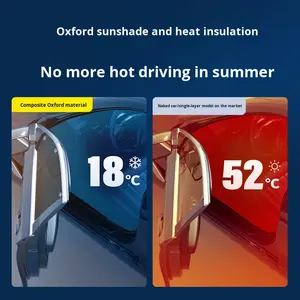 Pare-brise avant de voiture d'été Tissu Oxford Ventouse entièrement occultante Isolation thermique Protection solaire Polyester <span class=keywords><strong>noir</strong></span> - Product Image 3