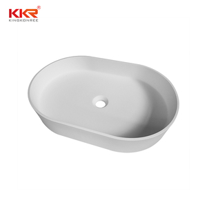 Lavabo de Baño de Diseño Moderno KKR, Lavabo de Superficie Sólida de Piedra Artificial con Cubierta de Atone - Product Image 5