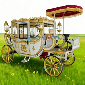 Custom-made Black and Gold Wedding Carriage Travel Sightseeing Luxury Royal Carriage for Sale - Product Image 2