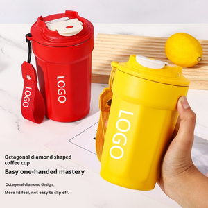 2024 nuevo estilo 450mL forma de diamante octogonal vaso de café 316 Acero inoxidable termo aislado al vacío taza escuela trasera