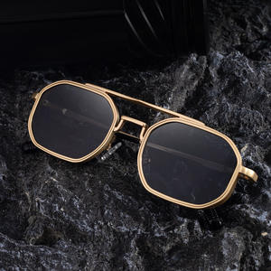 Polo Haus Lunettes de soleil à monture carrée pour hommes, en métal, double pont, protection UV400, classe 2, KSL-98290 - Product Image 5