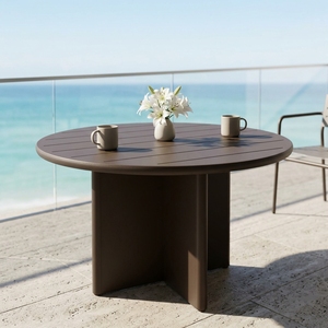 Mesa de Comedor Circular Contemporánea para Exteriores, Estructura de Aleación de Aluminio Resistente a la Oxidación, Ideal para Proyectos de Hoteles, Bistrós y Clubes - Product Image 1