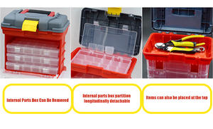कस्टम लोगो 4 रैक फिशिंग बॉक्स सिस्टम टैकल बॉक्स में 4 3700 यूटिलिटी टैकल बॉक्स हैं, ड्यूरा व्यू ढक्कन के साथ क्विक एक्सेस टॉप स्टोरेज - Product Image 6