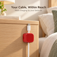 Pengatur Kabel Magnetik dengan Tutup Berengsel dan Alas Perekat untuk Kabel Charger USB di Meja, Nakas, dan Permukaan Furnitur