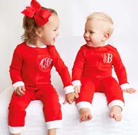 Personal isierte Flap Butt Weihnachts pyjamas Geschwister Kinder lange John Baby und Mädchen rote leere Pyjamas