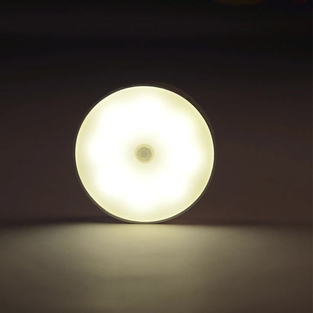 Wireless Motion Sensor Led Night Light Magnetic Wall Mount Infrared Induction Rechargeable Night Round Light