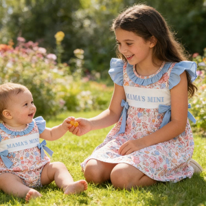 ชุดเดรสเด็กผู้หญิง GSD3648 RTS สำหรับฤดูร้อน ระบายอากาศได้ดี ความยาวระดับเข่า ลายดอกไม้ แขนบานเล็กน้อย สไตล์มินิ  ชุดเซ็ตสำหรับพี่สาว - Product Image 1