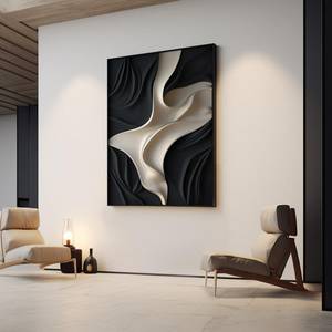 Tranh treo tường gỗ nghệ thuật đen trắng 2 màu sang trọng hiện đại phong cách đơn giản chất liệu gỗ 3D có vân - Product Image 2