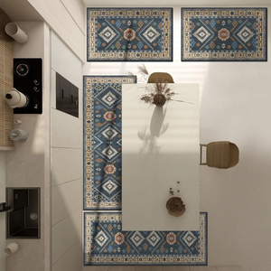 Ensemble de tapis de cuisine bohèmes 4 pièces avec chemin de table, motif floral, style ferme, en stock entrepôt US pour livraison directe - Product Image 2