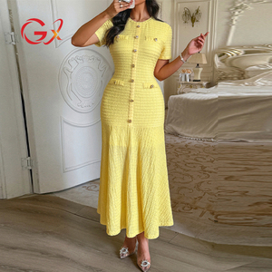 Vestido Largo Elegante y Único para Mujer, Modelo GX3419, Moda 2025, Ropa de Boutique, Sexy, Manga Corta, Cuello Redondo, Vestido de Noche - Product Image 1