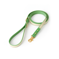 Ensemble de laisses pour chien en cuir vegan/PU de qualité supérieure, couleur personnalisée, fabrication en gros, laisse longue de luxe pour chien avec accessoires métalliques