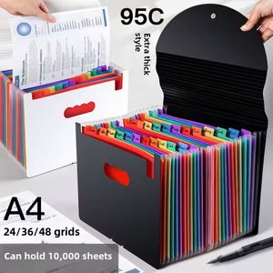 12 24 Pockets Expanding <b>File</b> <b>Folder</b> PVC Organizer Portable PP Document Pouch Colorful Tabs A4 Size Home Office - Product Image 2