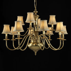 VH American Country Lustre en tissu de laiton simple avec abat-jour en tissu Nordic Vintage Large LED <span class=keywords><strong>Suspension</strong></span> <span class=keywords><strong>pour</strong></span> Villa <span class=keywords><strong>Hauteur</strong></span> réglable - Product Image 2
