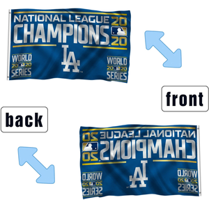 Bandera de los Dodgers de Los Ángeles 2020, Campeones de la Liga Nacional y de las Series Mundiales, 3x5 pies, Bandera de Poliéster de Doble Cara - Product Image 2