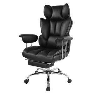 เก้าอี้สำนักงานสำหรับผู้บริหารหนัง PU ปรับเอนได้ตามหลักสรีรศาสตร์พร้อมที่วางเท้าและรองรับเอวหนัง PU ขนาดใหญ่และสูงหรูหรา - Product Image 5