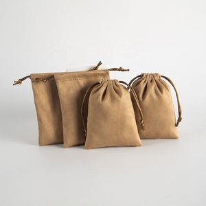 Sac en suède, sac à bijoux, emballage à cordon, sac porte-bonheur en velours brocart, personnalisable avec logo - Product Image 5