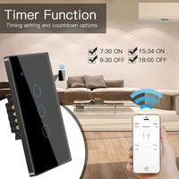 NOVSKl pour interrupteur intelligent Wi-Fi américain, panneau tactile en verre 3 touches, bouton mural sans fil 10A, compatible Alexa et Google Home