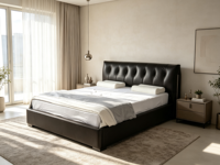 Cadre de lit king-size moderne en cuir véritable, ensemble de meubles de chambre à coucher, lit king-size de luxe, lit moderne et élégant, meubles de chambre à coucher