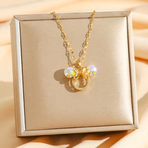 Collar de mujer de diamante de acero inoxidable sin decoloración al por mayor, collares con colgante de ratón de moda de clavícula elegante de lujo - Product Image 2