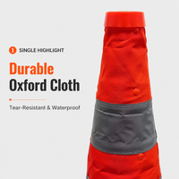 Cône de signalisation pliable en tissu Oxford PP avec bandes réfléchissantes pour la sécurité routière en extérieur