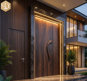 <span class=keywords><strong>Porte</strong></span> <span class=keywords><strong>d</strong></span>'<span class=keywords><strong>entrée</strong></span> <span class=keywords><strong>de</strong></span> luxe en aluminium moulé étanche, style moderne, avec motif vague <span class=keywords><strong>d</strong></span>'eau 3D, aspect bois massif, robuste, pour villa - Product Image 2